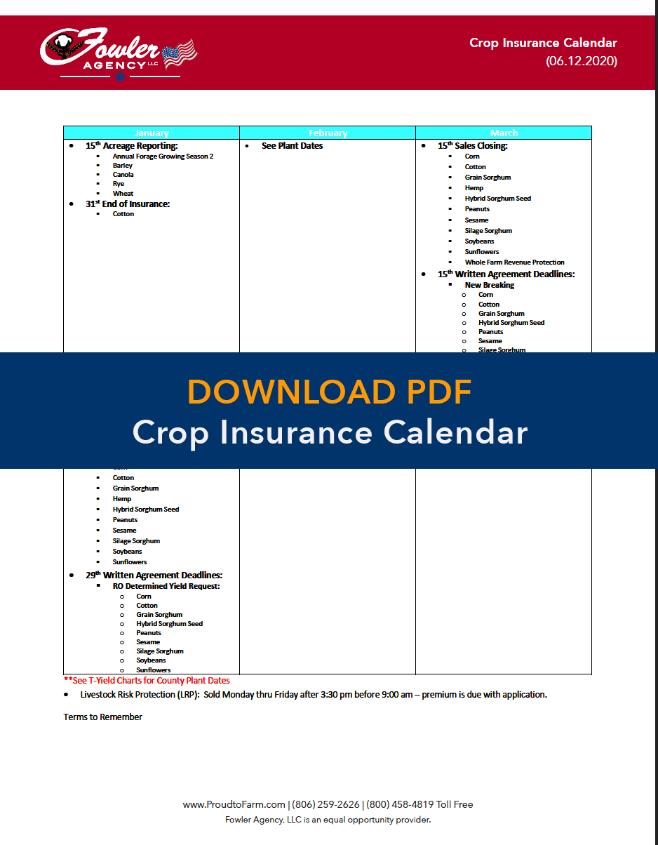 Download Crop Insurance Calendar | Fowler Agency | Ag Risk Management ...