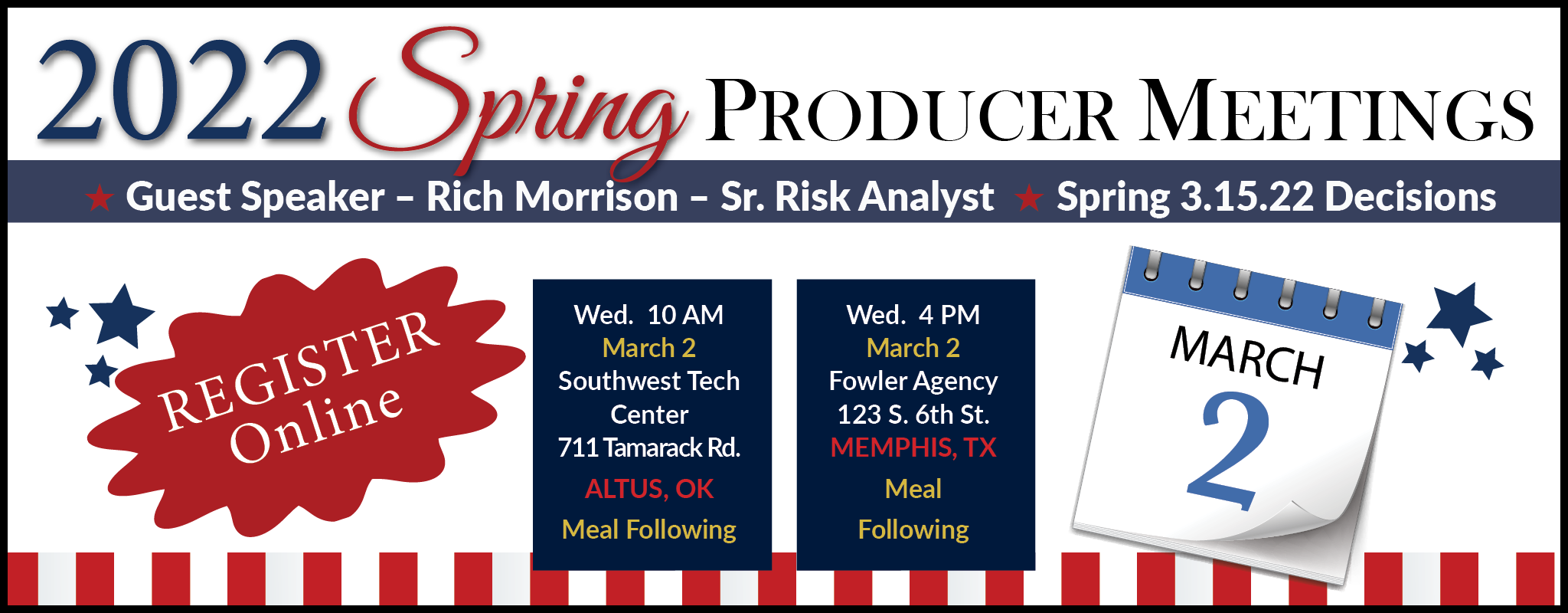 REGISTER ONLINE FOR SPRING MEETING