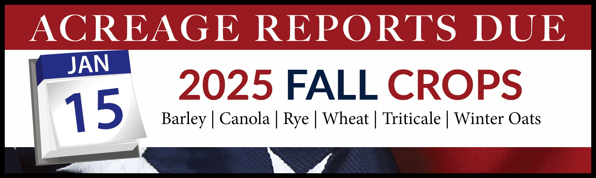 Fall Acreage Reports Dueting2025y Fall Acreage Reports Due